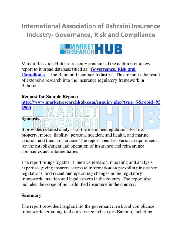 International Association of Bahraini Insurance Industry Market Report