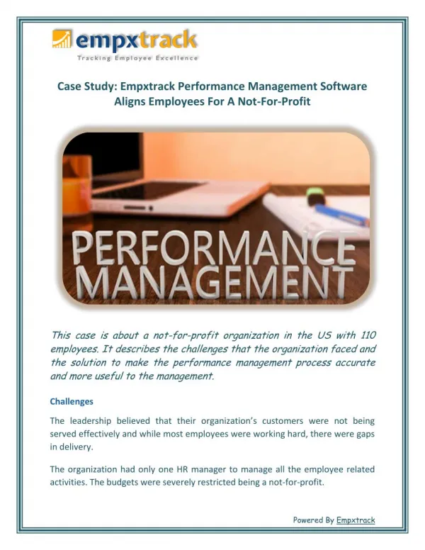 Case Study: Empxtrack Performance Management Software aligns employees for a Not-For-Profit