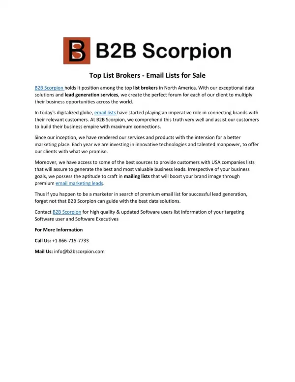 B2B Scorpion - B2B Email Lists Brokers