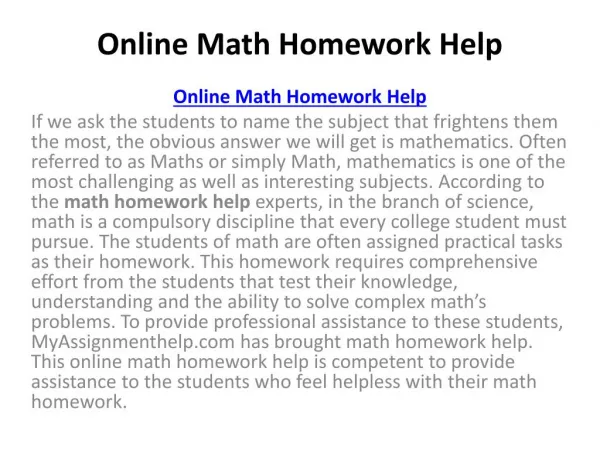 Maths Coursework Help Online