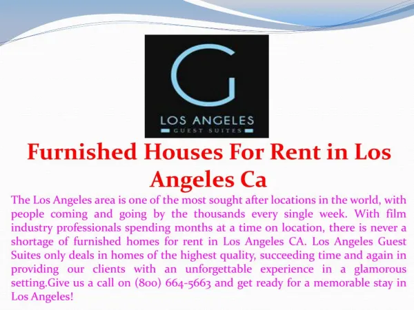 Furnished Houses For Rent in Los Angeles Ca