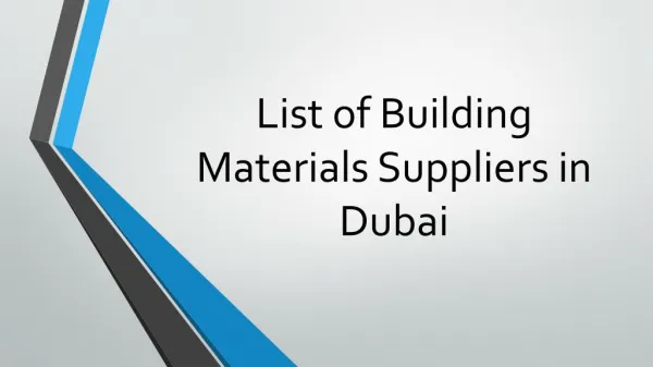 List of Building Materials Suppliers in Dubai