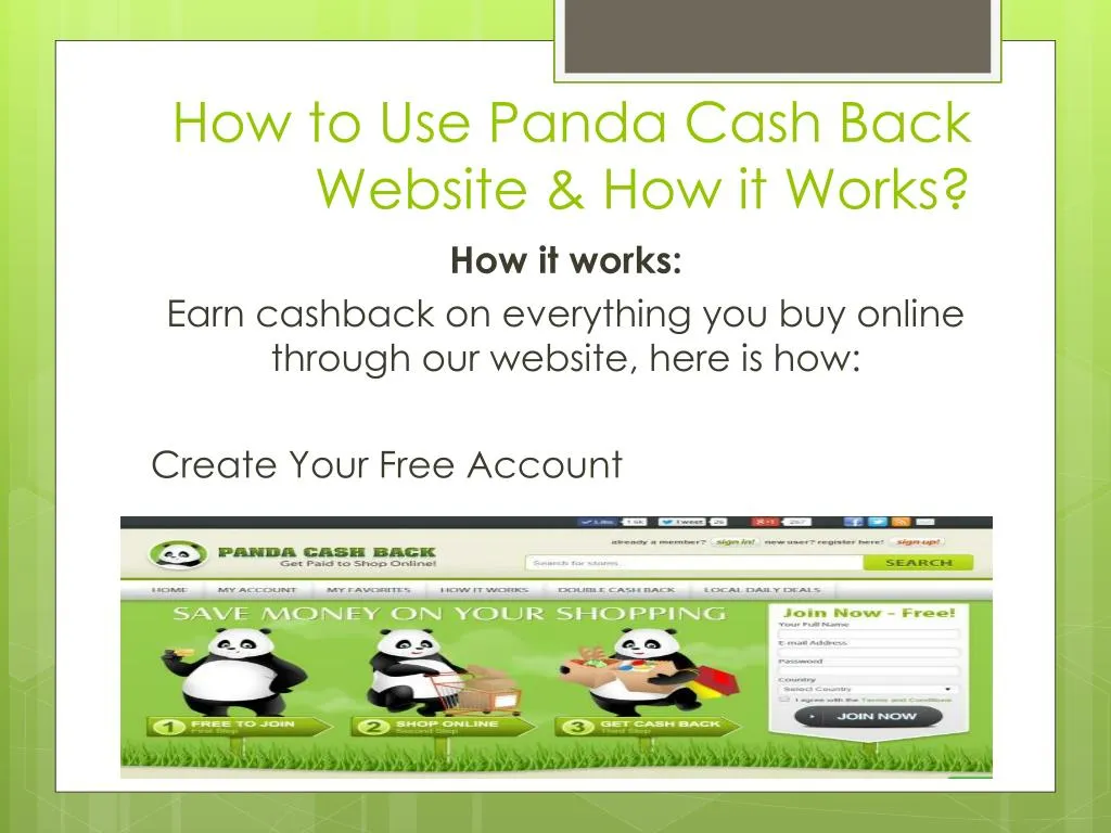 how to use panda cash back website how it works