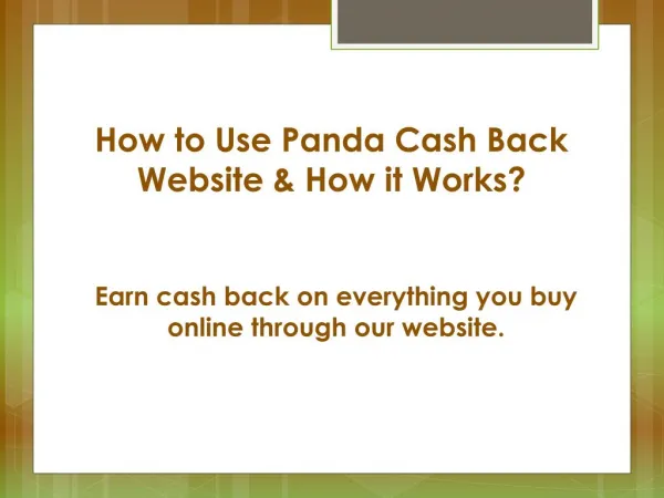 How to Use Panda Cash Back Website & How it Works?