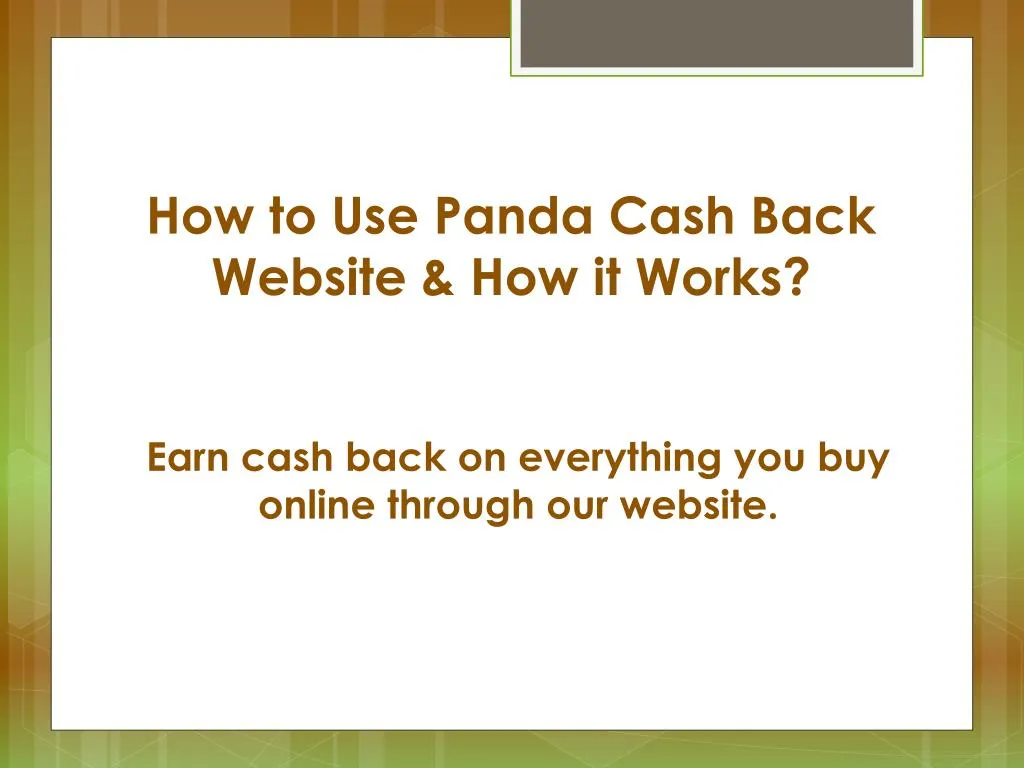 how to use panda cash back website how it works