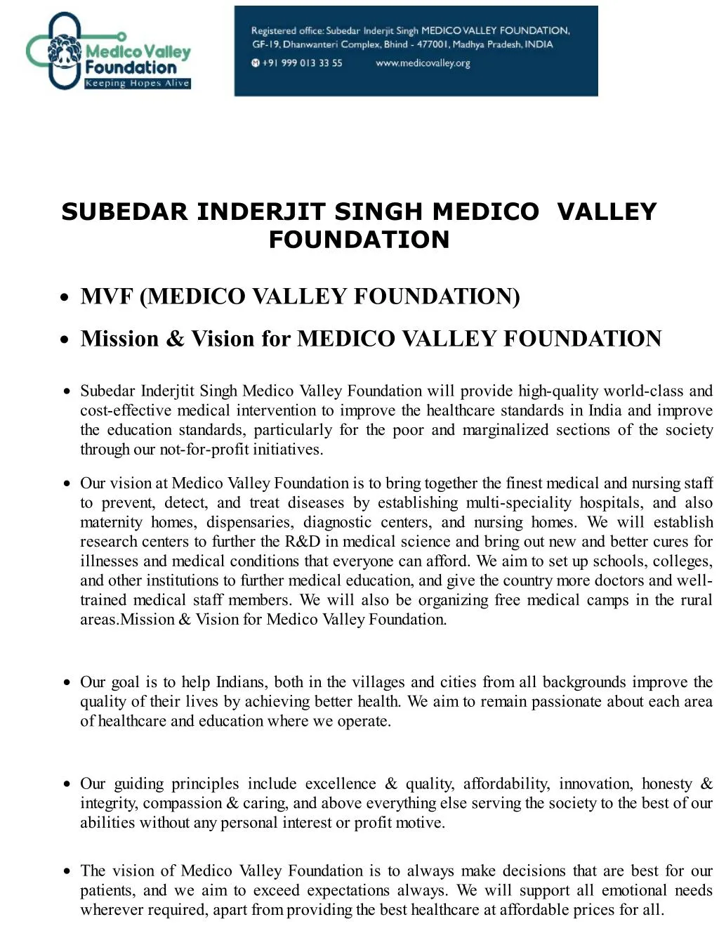 subedar inderjit singh medico valley foundation
