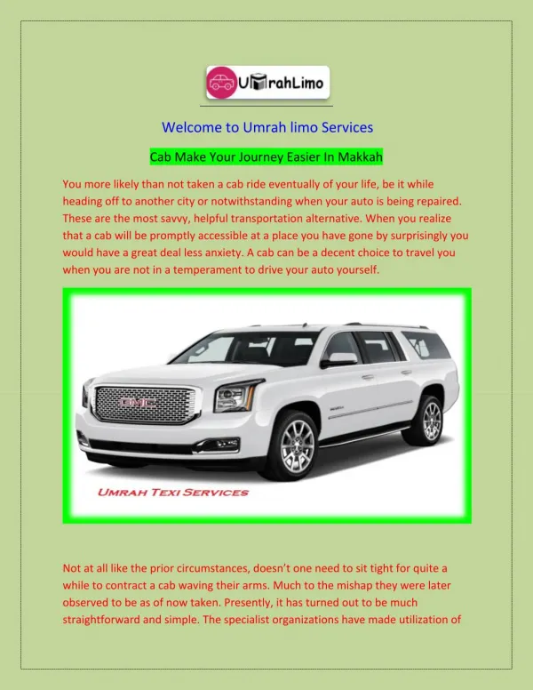 Umrah Limo Offer the Best Taxi Services