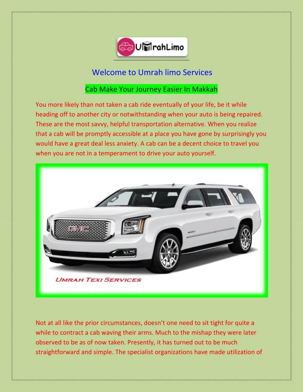 welcome to umrah limo services