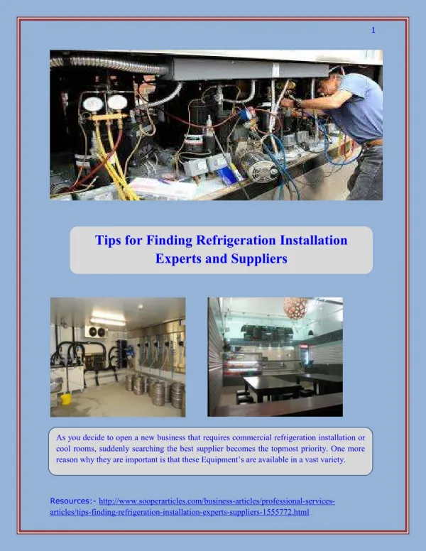 Tips for Finding Refrigeration Installation Experts and Suppliers