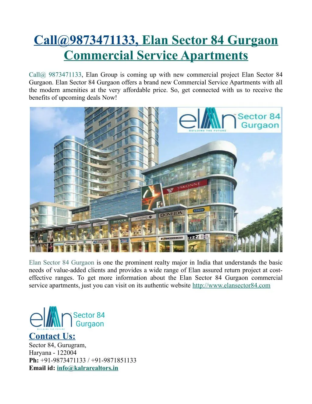 call@9873471133 commercial service apartments