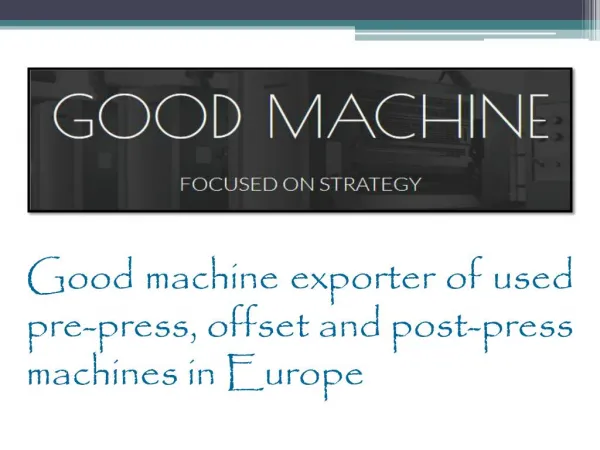 Second Hand Offset Printing Machines From Europe