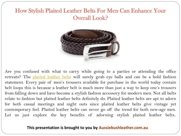 How Stylish Plaited Leather Belts For Men Can Enhance Your Overall Look?