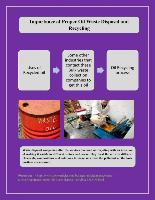 Importance of Proper Oil Waste Disposal and Recycling