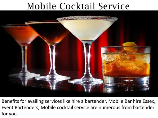 Mobile Cocktail Service - bartender4you.co.uk
