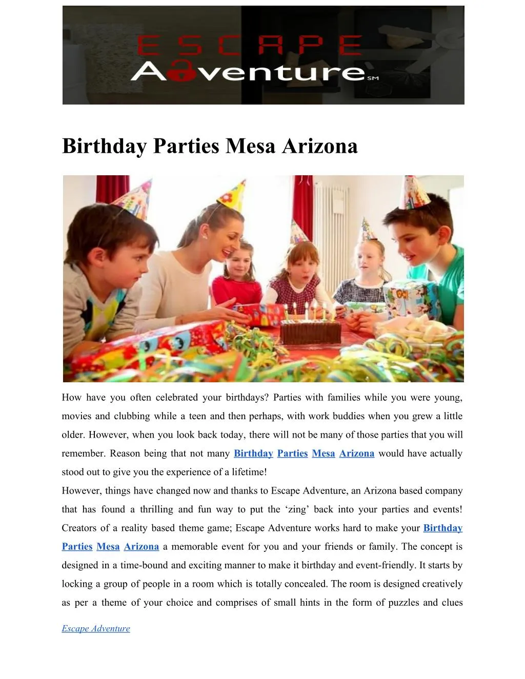 birthday parties mesa arizona