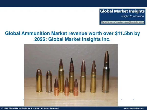U.S. Ammunition Market to account for over 90% of the North American revenue by 2025