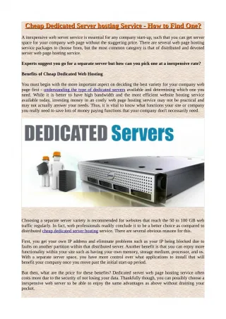Cheap Dedicated Server hosting Service - How to Find One? - slide 1