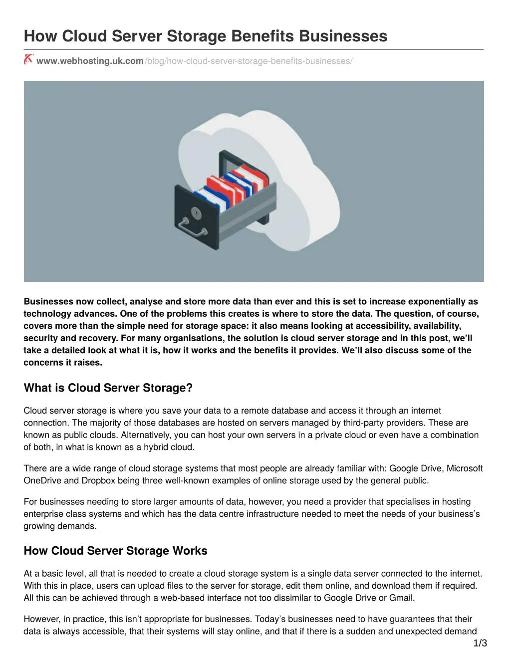 how cloud server storage benefits businesses