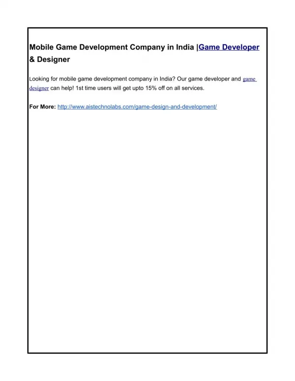 Mobile Game Development Company in India |Game Developer & Designer