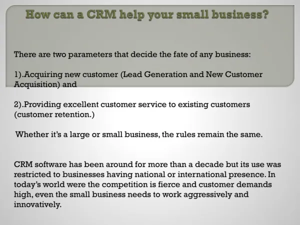How can crm help your small business?