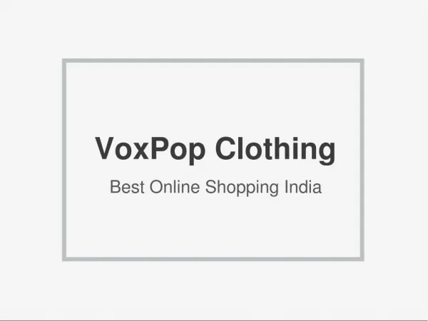 Online Shopping India at VoxPop
