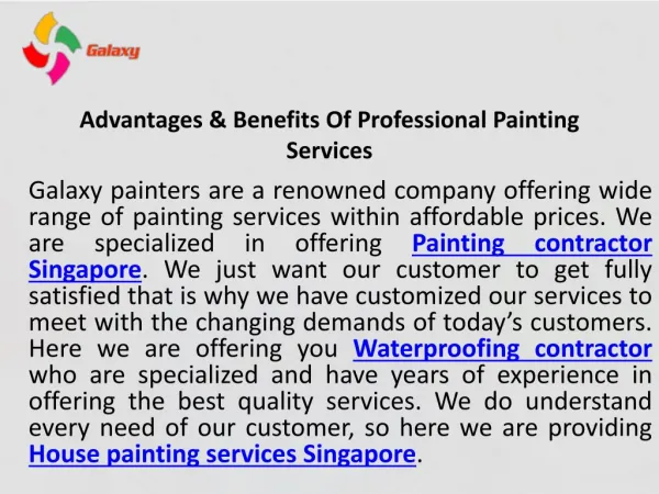 Choose the best professional painters in singapore
