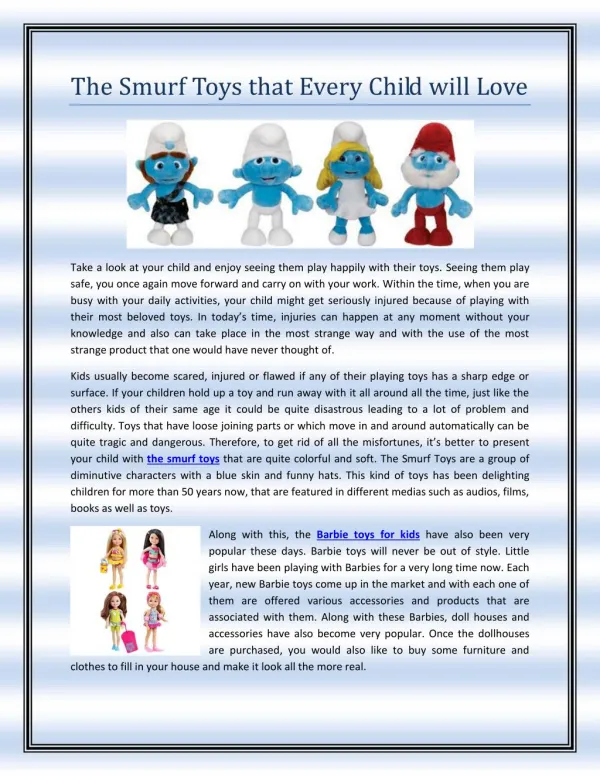 The Smurf Toys that Every Child will Love