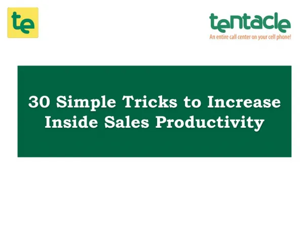30 Ways to Improve the Productivity of Your Inside Sales Team