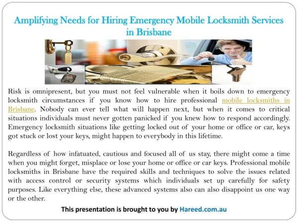 Amplifying Needs for Hiring Emergency Mobile Locksmith Services in Brisbane