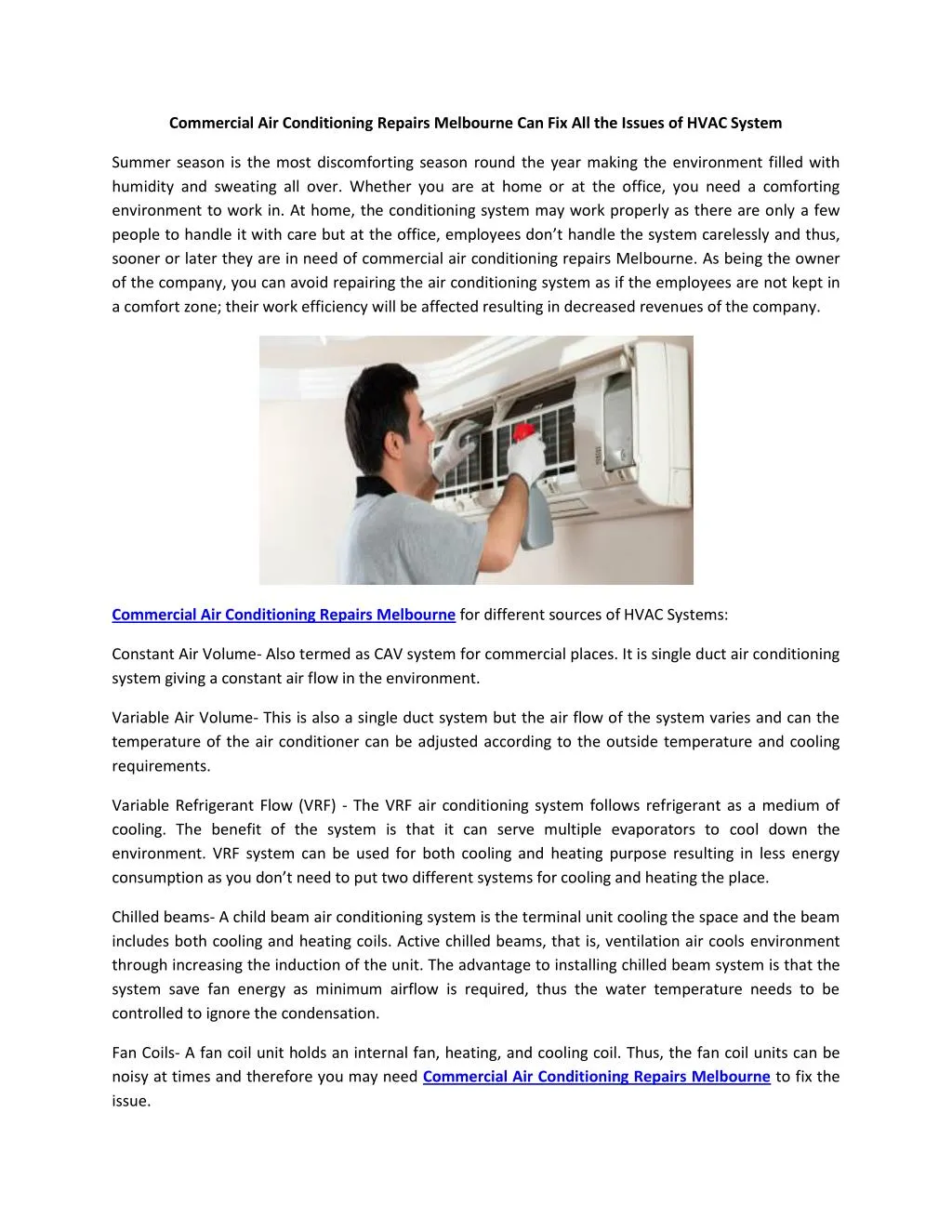 commercial air conditioning repairs melbourne