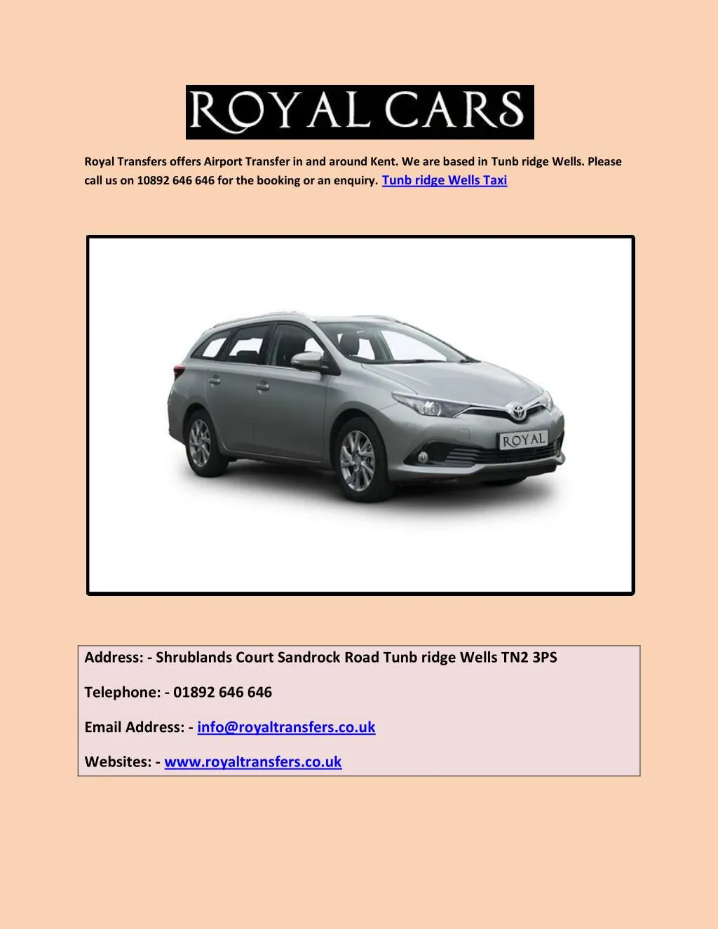 royal transfers offers airport transfer