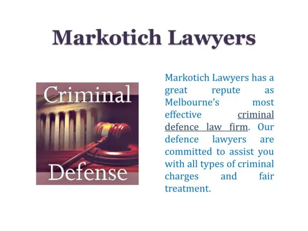 Markotich Lawyers - Law Firm in Melbourne