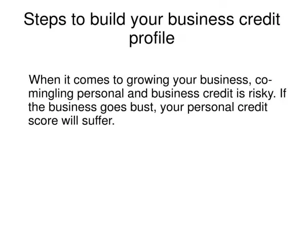 Steps to build your business credit profile
