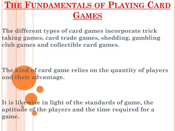 Fundamentals of Playing Card Games