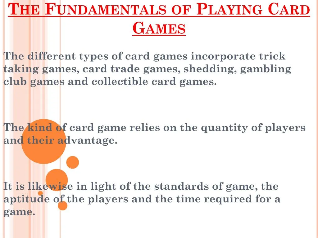 the fundamentals of playing card games