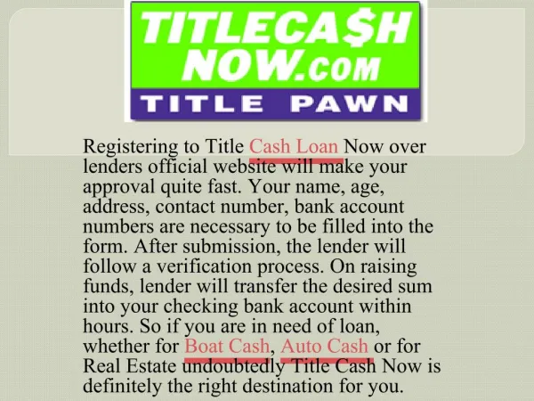 Instant approval for Boat Cash in Title Cash Now
