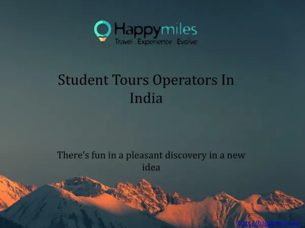 Student Tours Operators In India