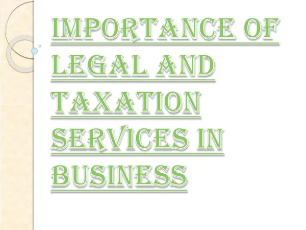 Benefits of Legal and Taxation Services in Business