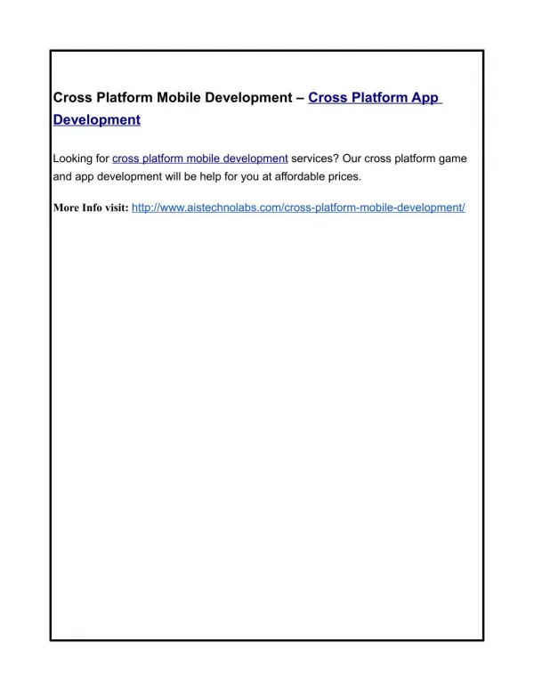 Cross Platform Mobile Development – Cross Platform App Development