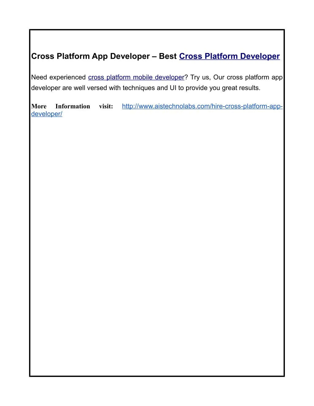 cross platform app developer best cross platform