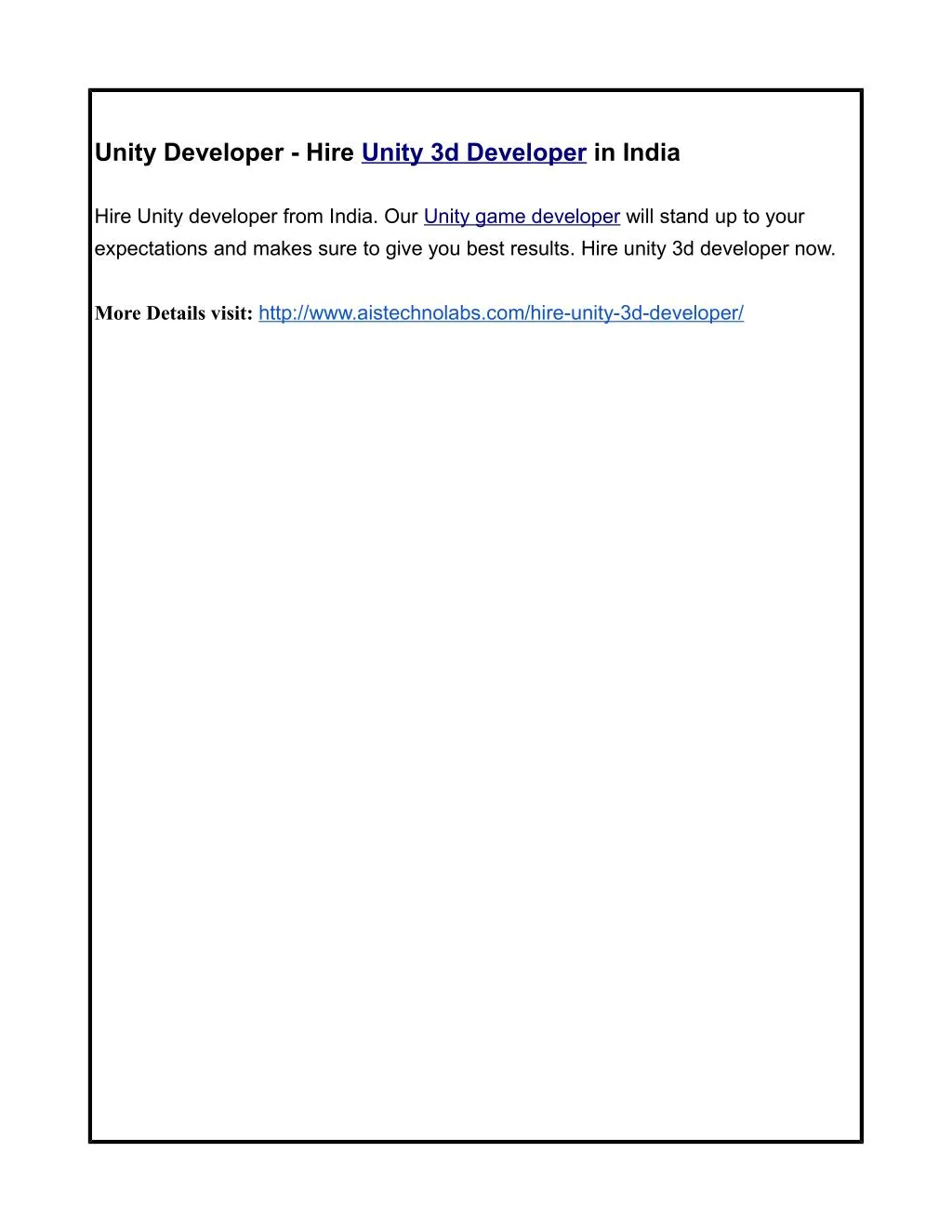 unity developer hire unity 3d developer in india