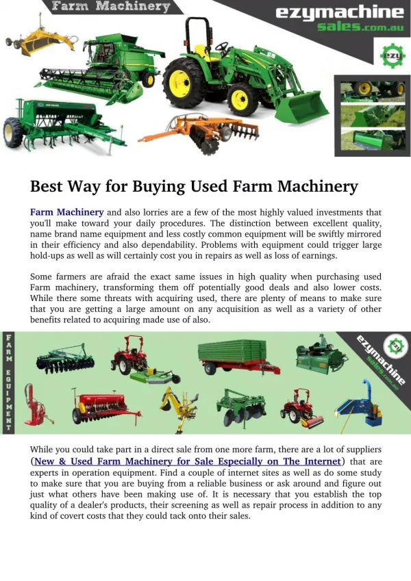 Best Way for Buying Used Farm Machinery