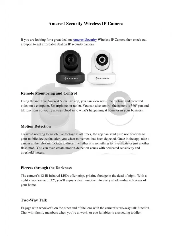 Amcrest Security Wireless IP Camera