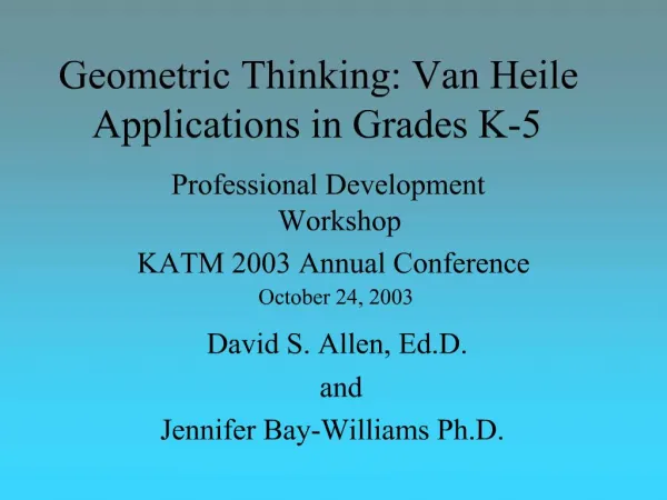 Geometric Thinking: Van Heile Applications in Grades K-5