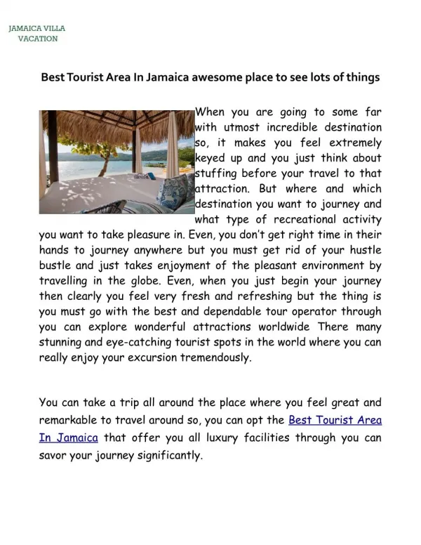 Best Tourist Area In Jamaica awesome place to see lots of things