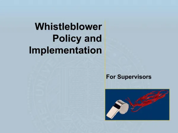Whistleblower Policy and Implementation