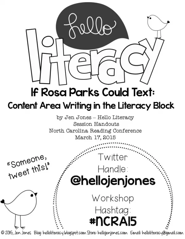 If Rosa Parks Could Text: Content Area Writing in the Literacy Block - Handouts