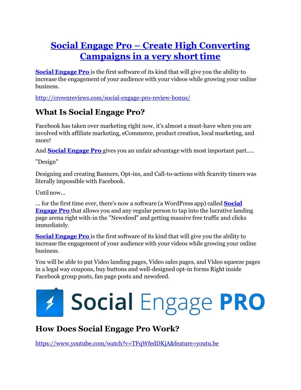 social engage pro create high converting