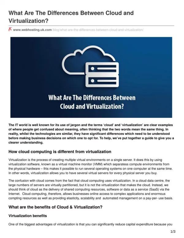 What Are The Differences Between Cloud and Virtualization?