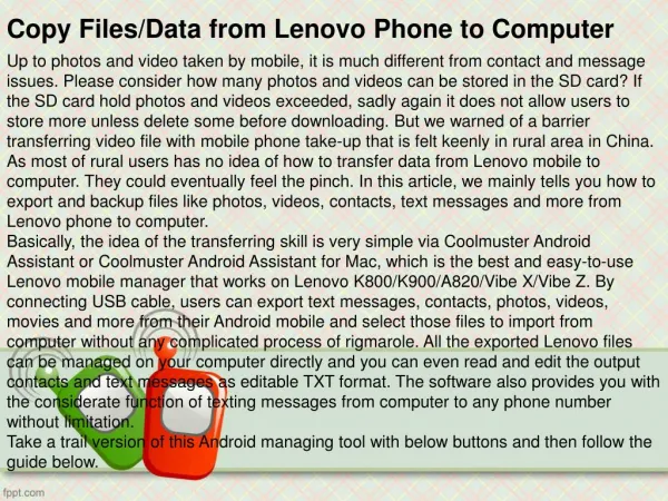 Copy Data from Lenovo Phone to Computer